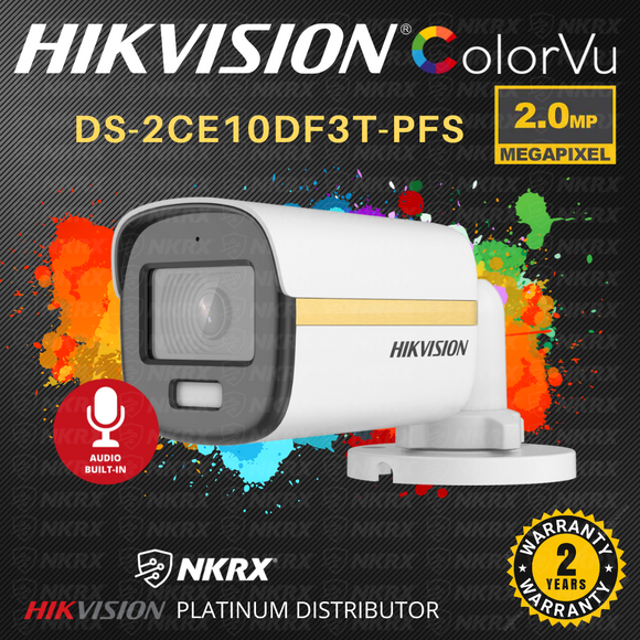 Hikvision DS-2CE10DF3T-PFS Colorvu Audio  w/ Mic 2MP Fixed Bullet CCTV Camera